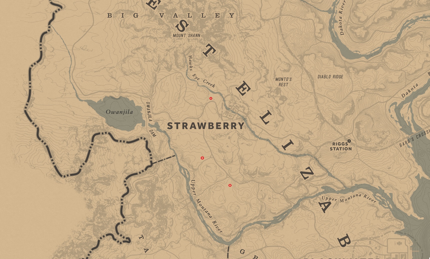 Carte de la fraise dans Red Dead Redemption 2