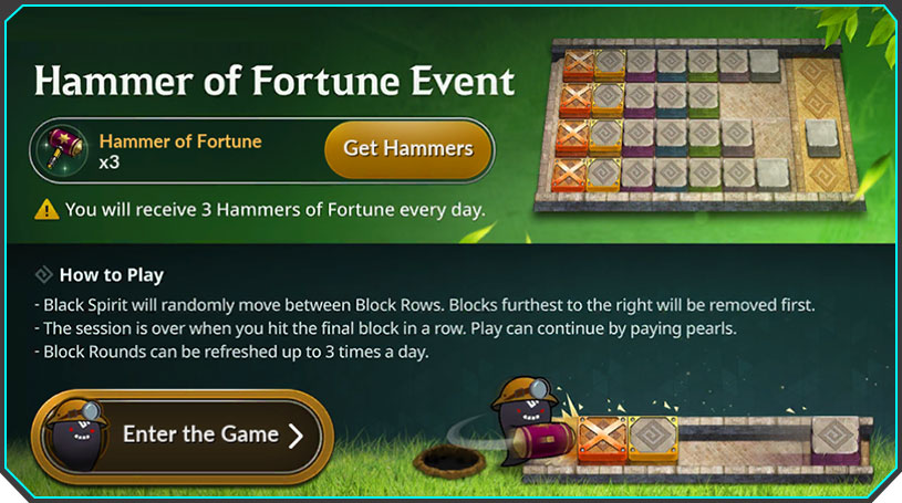 Événement Black Desert Mobile Hammer of Fortune