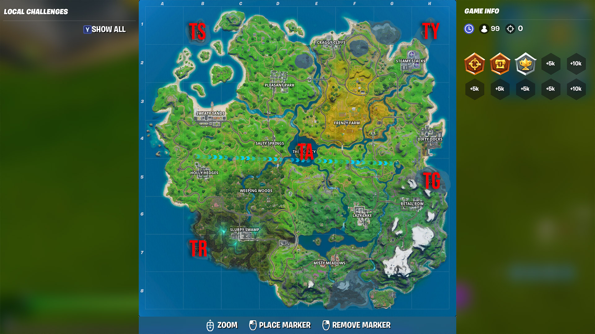 Points d'intérêt de l'agence Fortnite