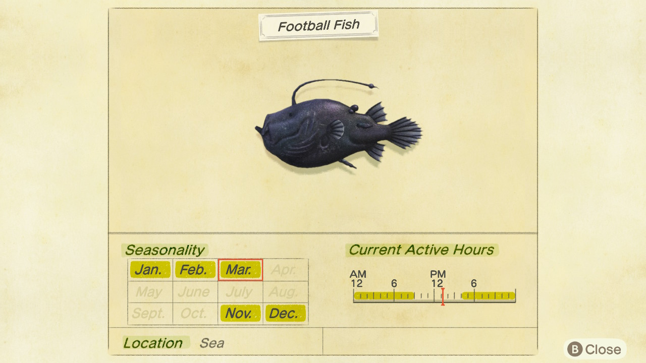 Page de critterpedia de poissons de football