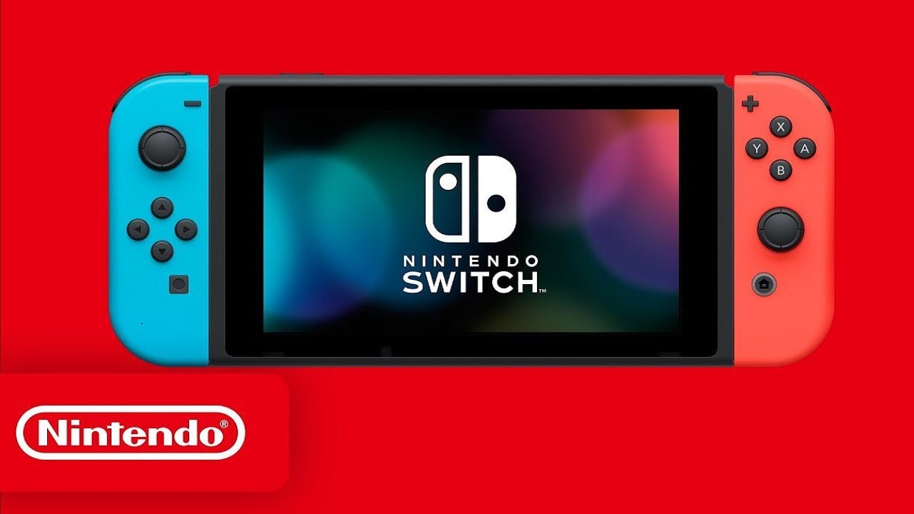 Nintendo Switch sur fond rouge