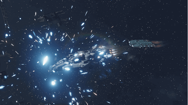 Starfield combat avec le vaisseau de Albator chaud 