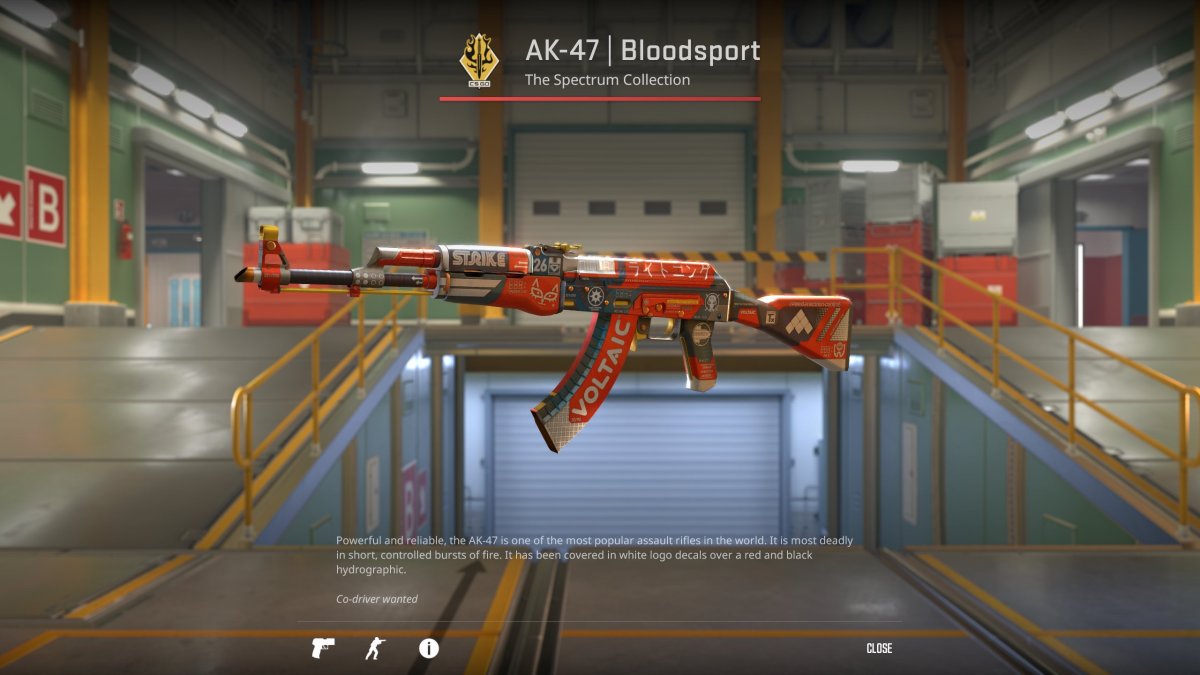 Une image du skin AK-47 Bloodsport dans Counter-Strike 2 (CS2) dans le cadre d'une liste classant les skins de l'arme.
