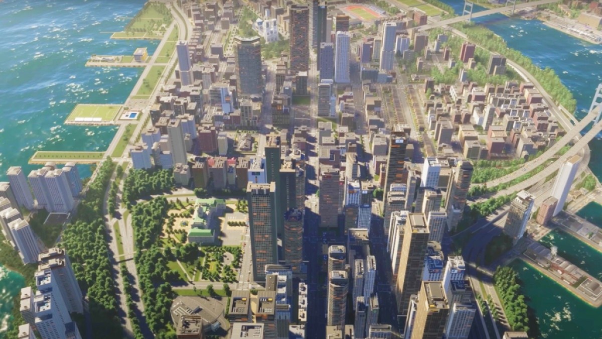 Image d'une métropole virtuelle de jour dans Cities: Skylines 2 dans le cadre d'un article sur la rotation des bâtiments dans le jeu.