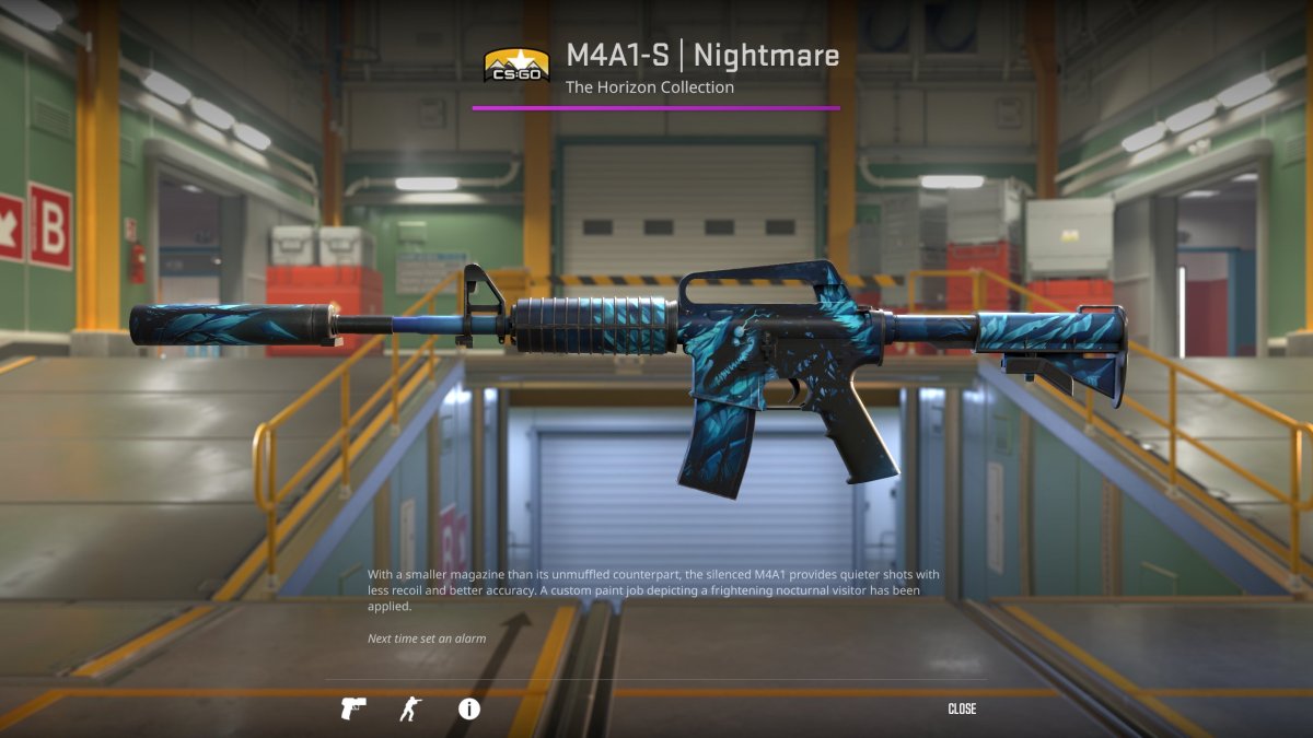 Image du skin Cauchemar pour le M4A1-S dans CS2 dans le cadre d'un article sur les plus beaux skins du jeu.