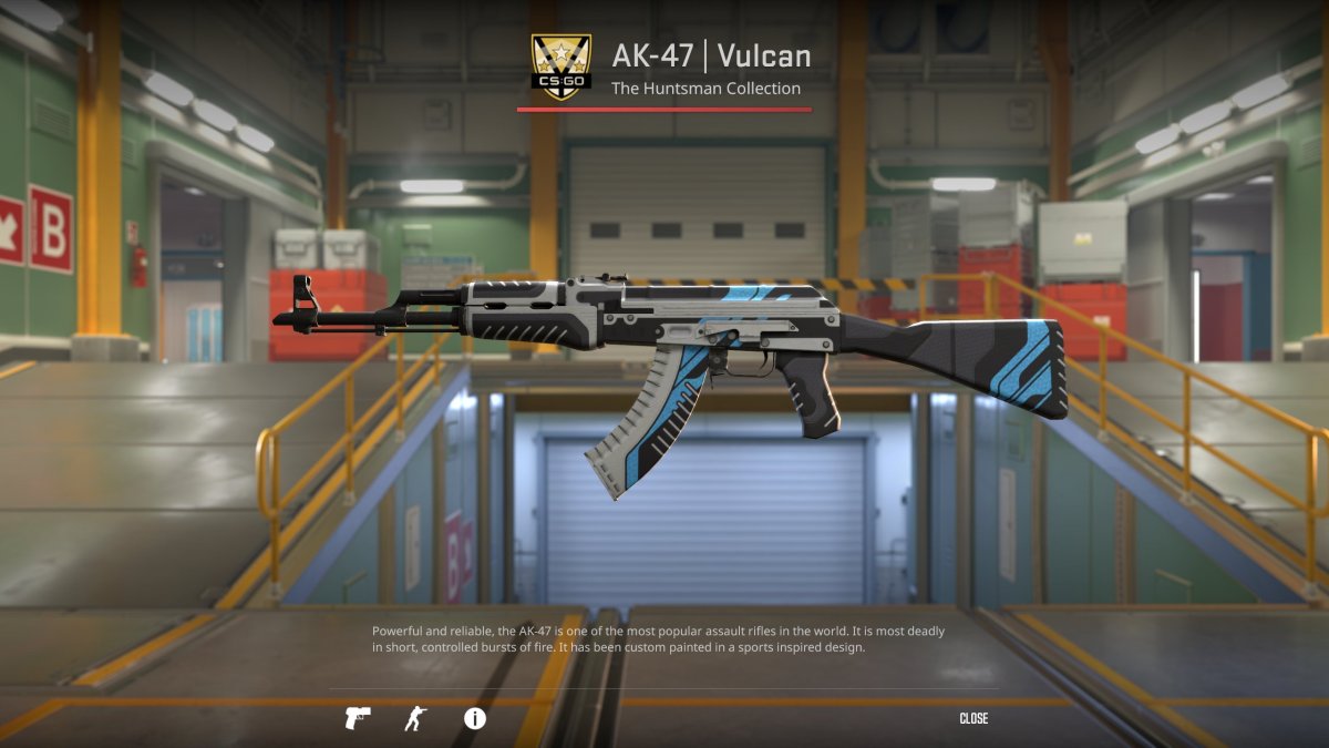 Une image du skin AK-47 Vulcan dans CS2 dans le cadre d'une liste classant les skins de l'arme.