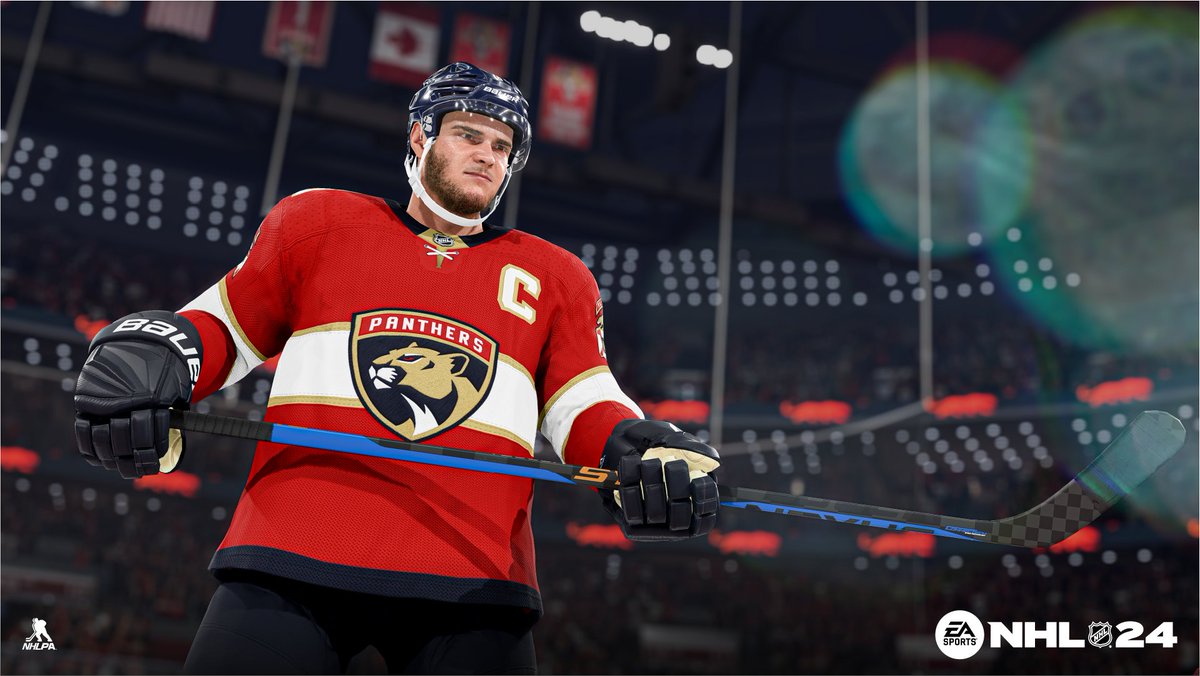 Image de NHL 24 montrant le capitaine des Panthers de la Floride dans le cadre d'un article sur la construction des gardiens de but.