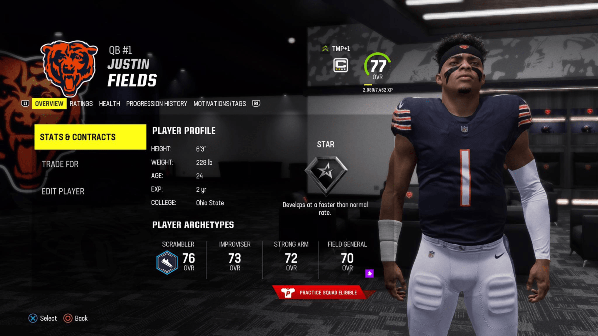 Justin Fields dans Madden 24.