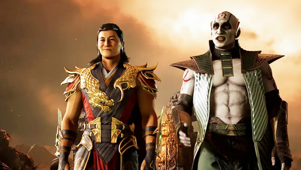 En-tête de l'article de Mortal Kombat 1 (MK1) expliquant comment le jeu est fondamentalement un retour à la folie de l'ère PS2 pour la franchise.  L'image montre Shang-Tsung et Quan Chi.