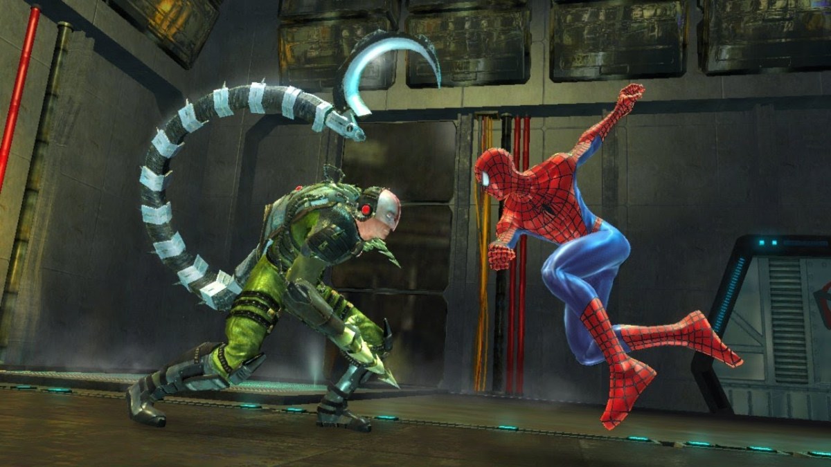 Peter Parker combattant Scorpion dans Spider-Man 3.