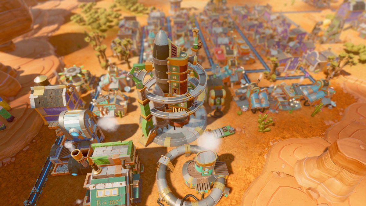 Une ville dans Steamworld Build.  Cette image fait partie d'un article sur chaque étape de Steamworld Build. 