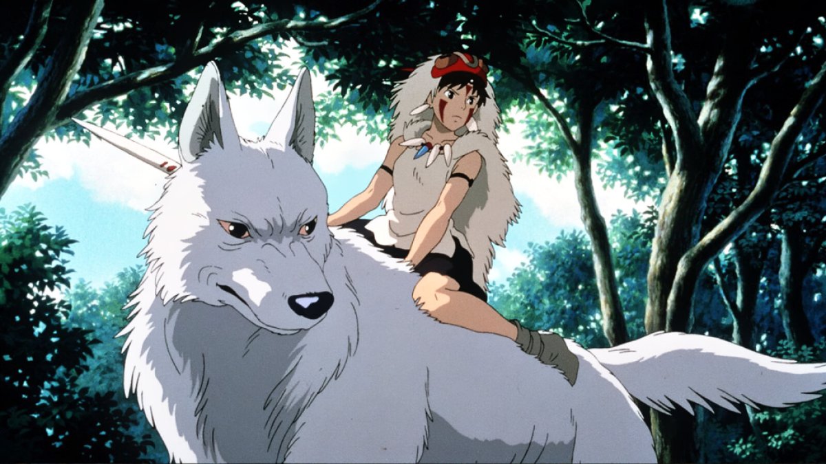 Princesse Mononoké sur un loup.