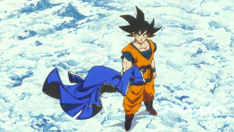 Goku enlève sa veste dans Dragon Ball Super Broly.