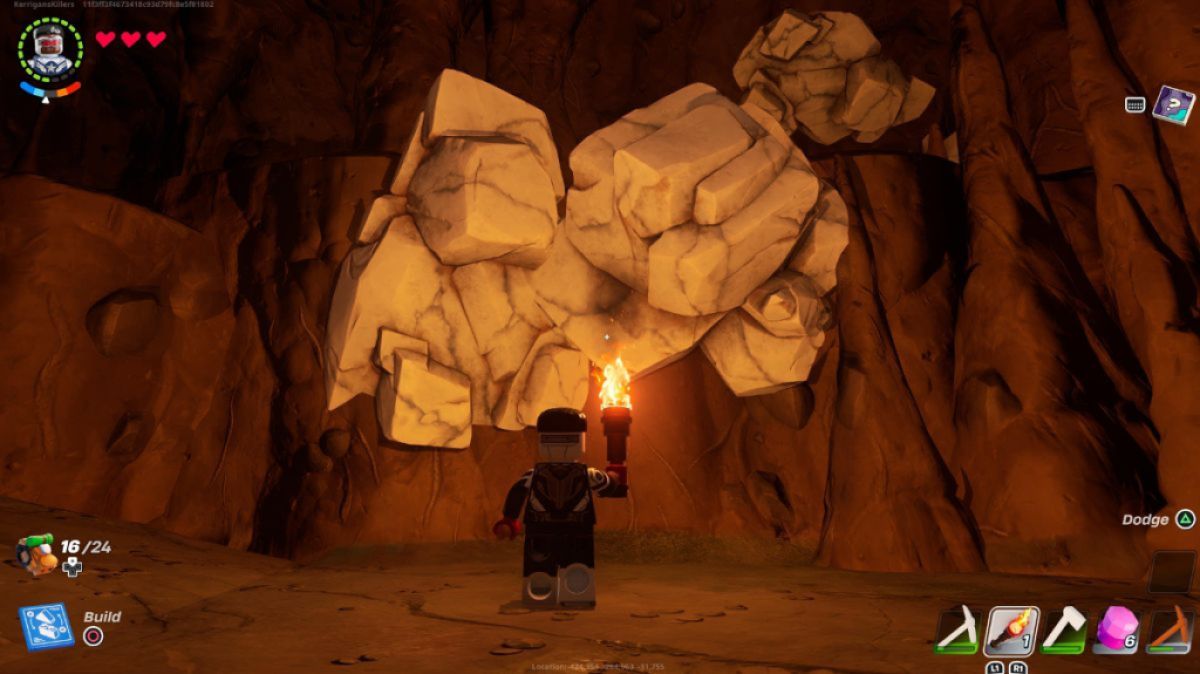 Marbre dans une grotte dans LEGO Fortnite.