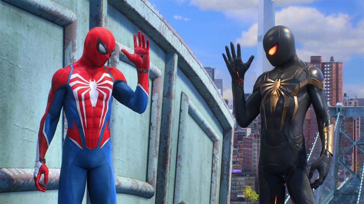 Miles Morales et Peter Parker se saluent