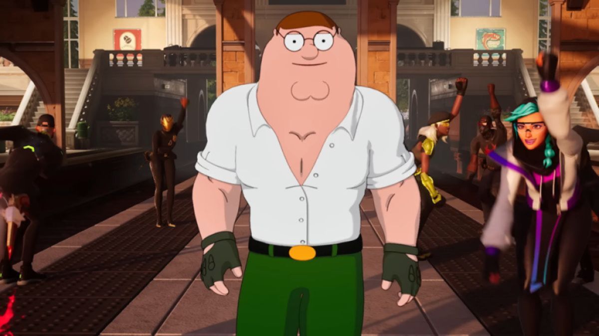 Peter Griffin marchant dans la caravane de Fortnite Battle Royale.