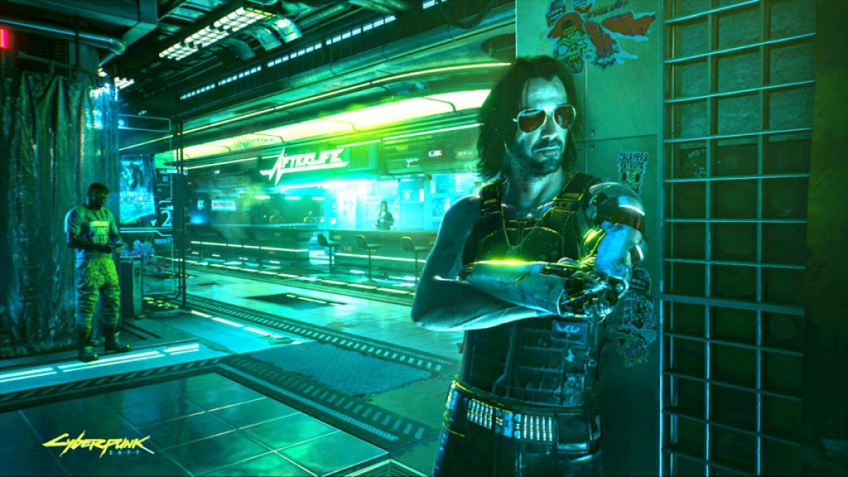 Johnny Silverhand dans Cyberpunk 2077. Cette image fait partie d'un article expliquant comment atteindre une relation à 100 % avec Johnny dans Cyberpunk 2077.