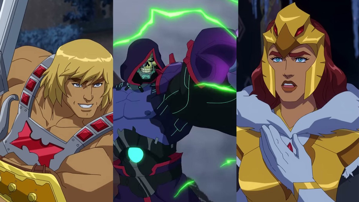 He-Man, Skeletor et Teela de la série Masters of the Universe : Revolution. 