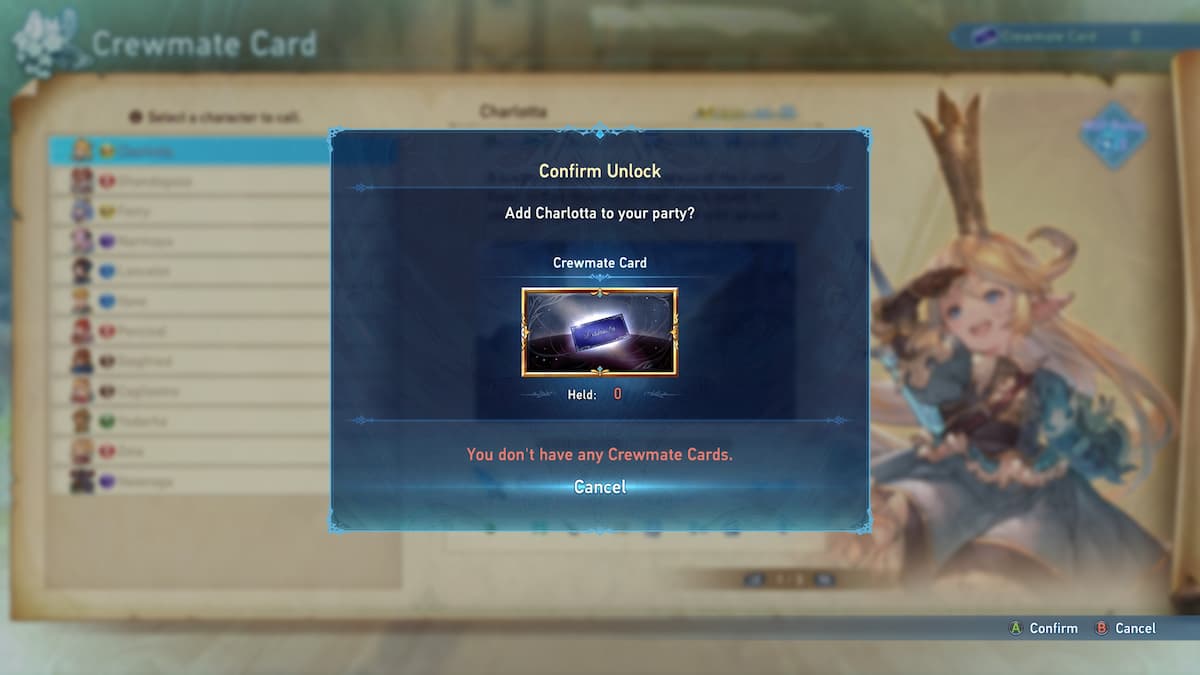 utiliser des cartes de coéquipier dans Granblue Fantasy Relink