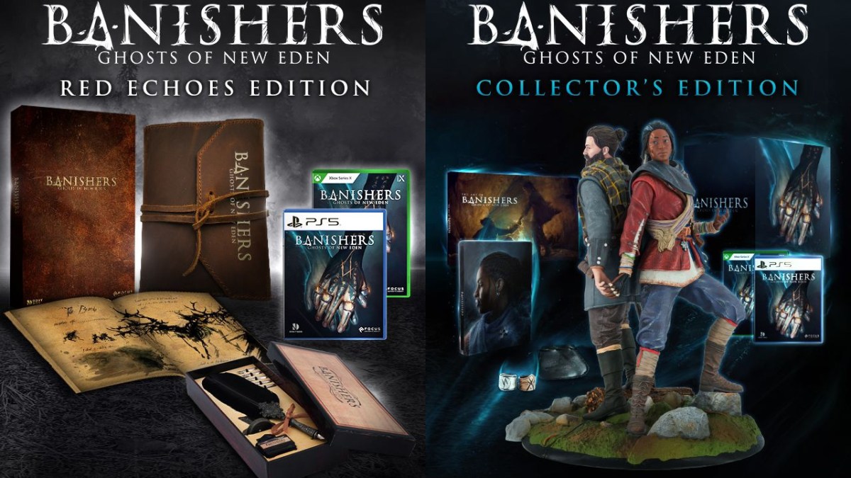 Images de l'édition Red Echoes et de l'édition collector de Banishers: Ghosts of New Eden. 